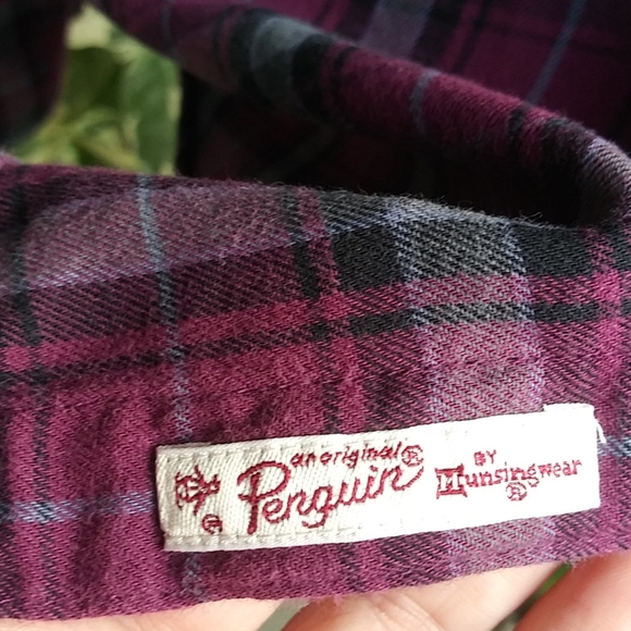 Penguin Plaid Wine Classic Fit Shirt Sz XL - Picture 6 of 9